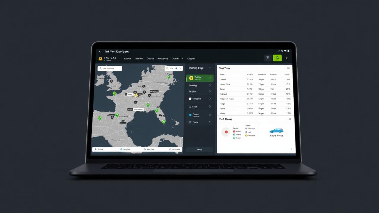 Taxi dispatch software dashboard showing real-time GPS fleet tracking and automated job allocation