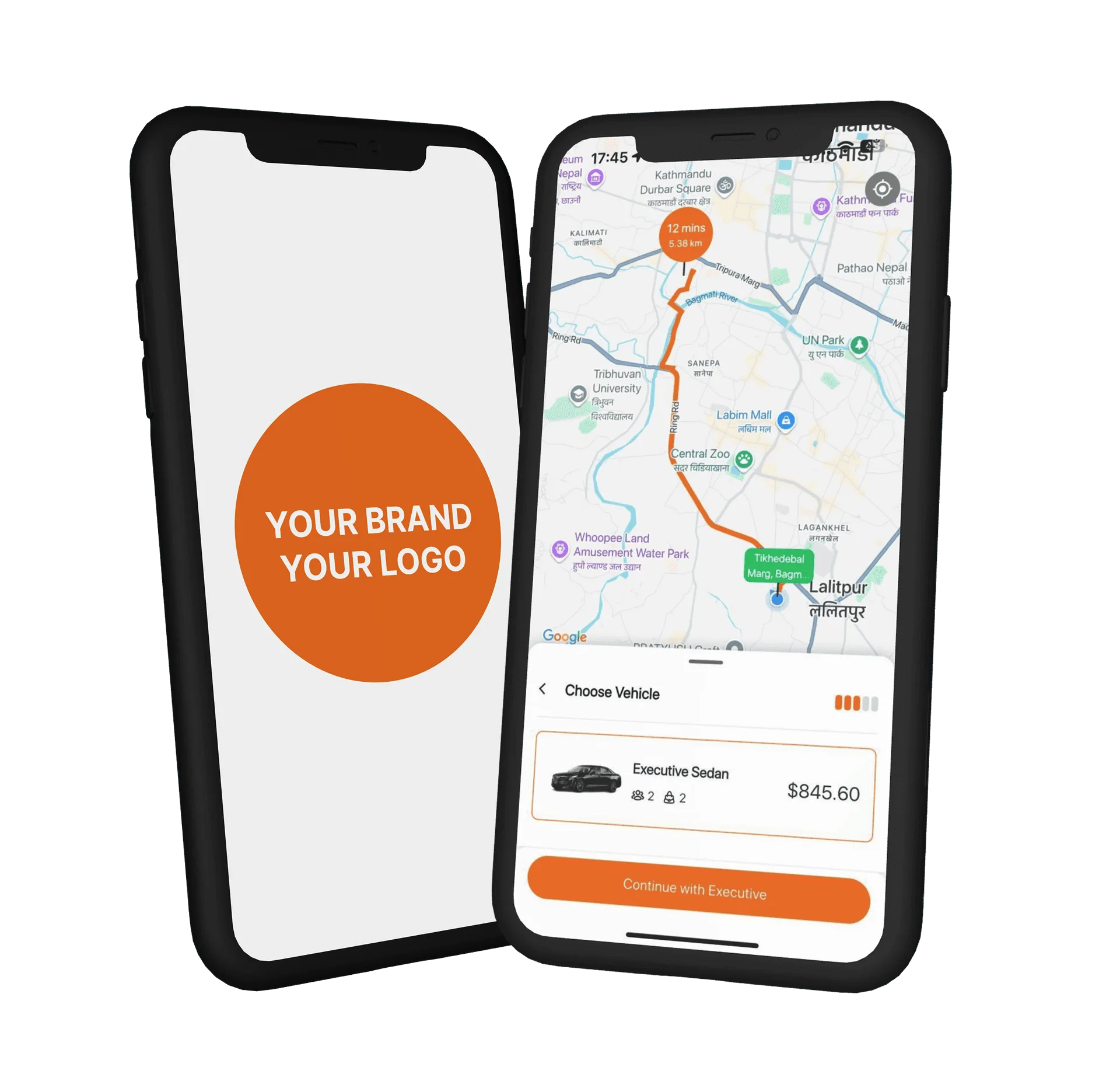 Passenger mobile app for booking rides and tracking drivers